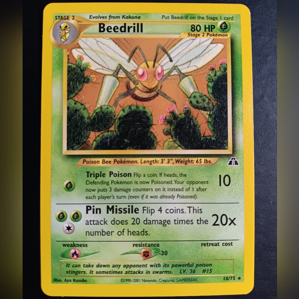 Beedrill Pokemon Card - Neo Discovery - 18/75 Rare Non-Holo